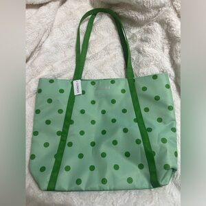 NWT Kate Spade x Clinique Tote Bag - Green Polka Dot
